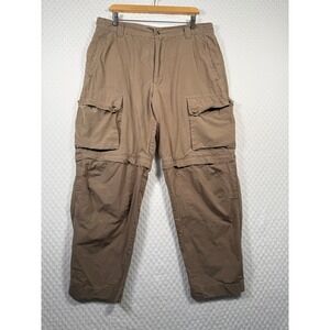 JL Powell‎ Men Cargo Convertible Pants Fits 36x30 Y2K Bwn Cotton Utility Outdoor
